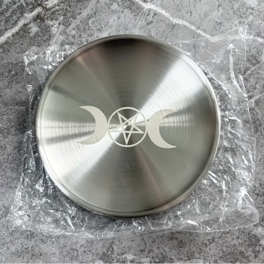 Silver Plate with triple Moon Motiff - Picture 2 of 2